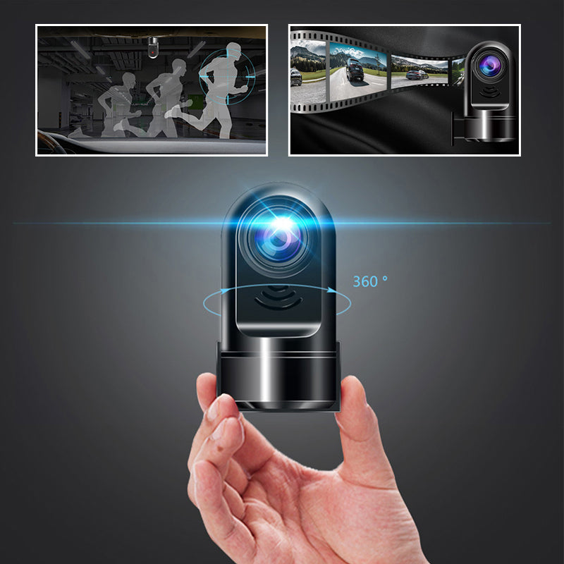 1080p HD Mini Dash Cam | 360 Degree Rotating Car Security Camera with ADAS Alerts | 24 Hour Parking Monitor