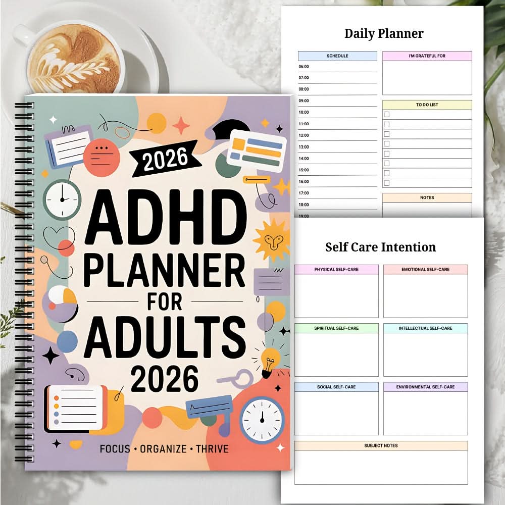 2026 ADHD Adult Daily & Weekly Planner | Structured Layout, Bound Format | Goal Tracking & Reflection Prompts for Focus