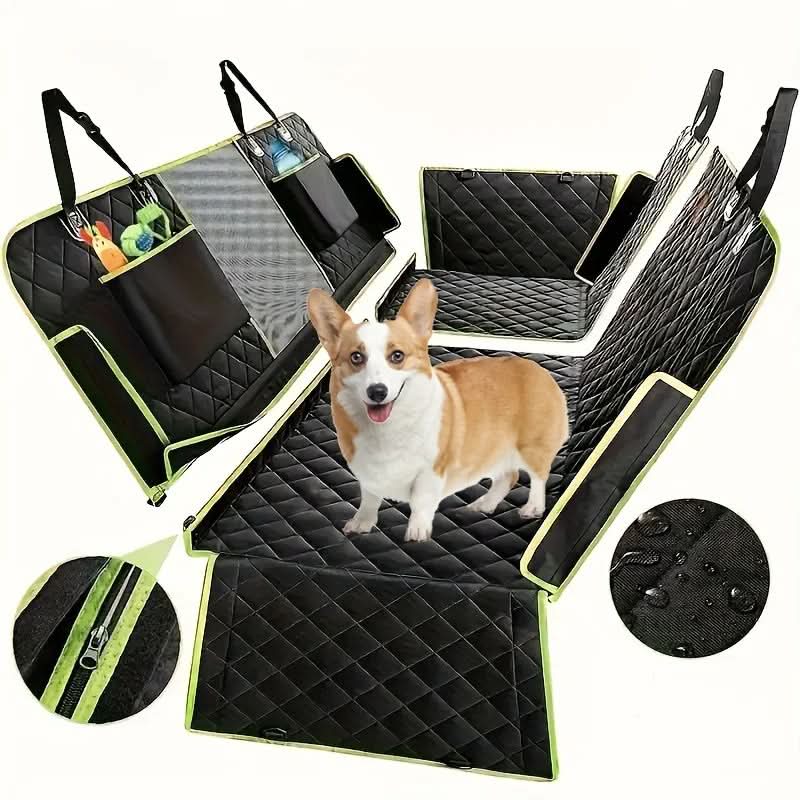 6-in-1 Convertible Dog Car Seat Cover | Oxford Fabric, Non-Slip Base | Scratch-Proof Protection in Green or Black