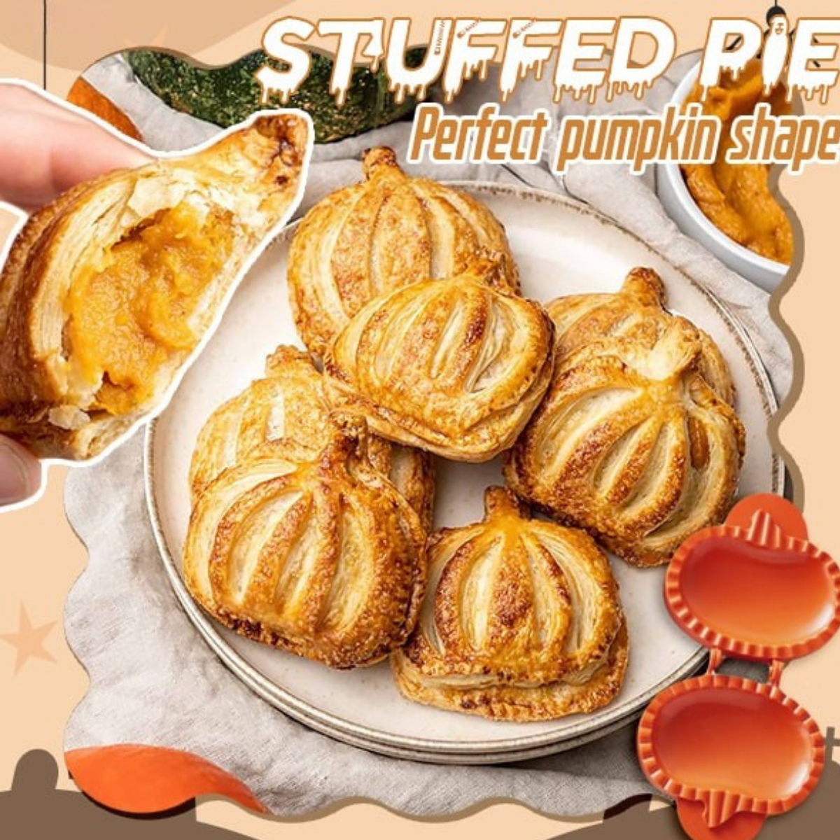 Apple-shaped pie mold sealing a filled hand pie