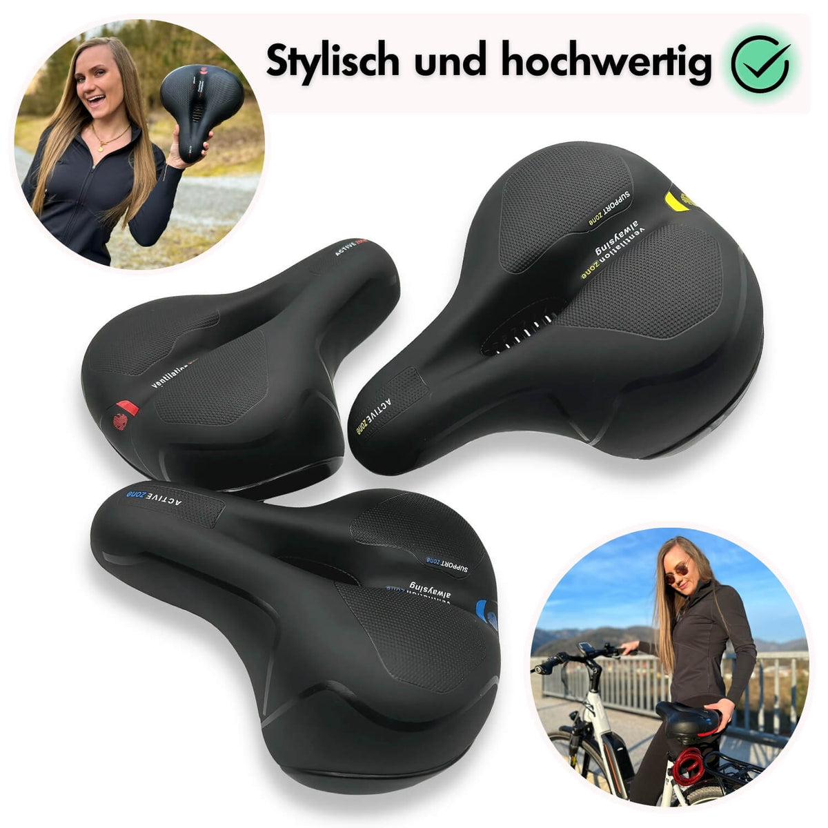 Wide Comfort Bicycle Saddle with Memory Foam Padding | Shock Absorbing Gel Seat | Universal Bike Accessories