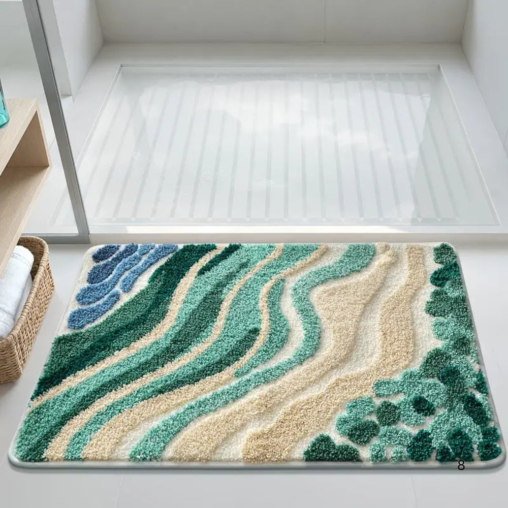Fluffy Wavy Pattern Bath Mat