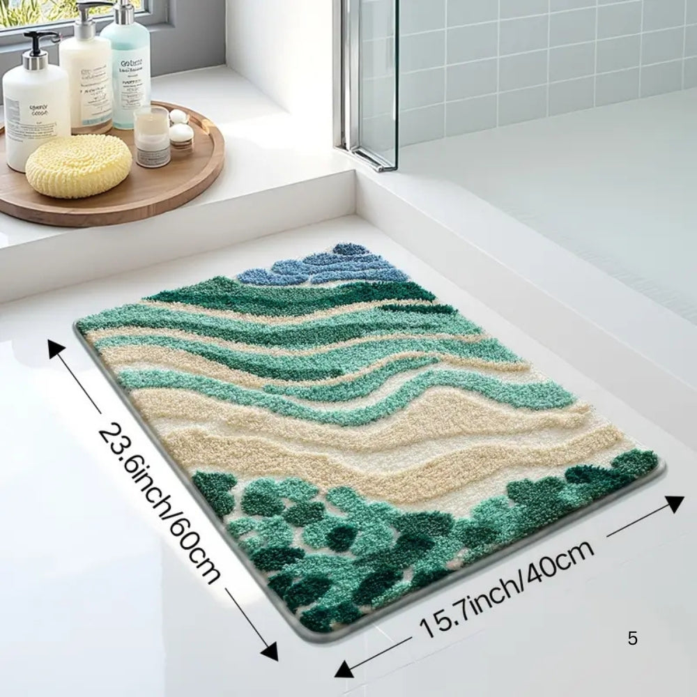 Fluffy Wavy Pattern Bath Mat