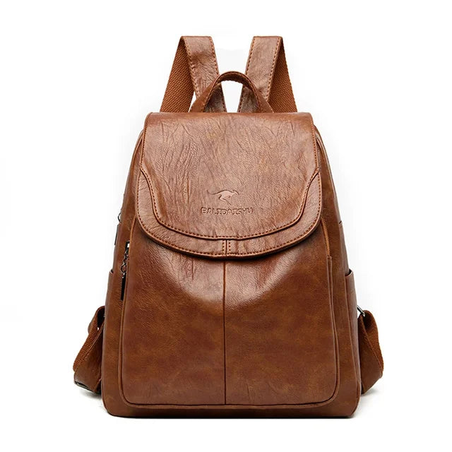 Travel Backpack for Women with a Flap Closure | Soft Leather Look Daypack with Zip Pockets and Adjustable Straps