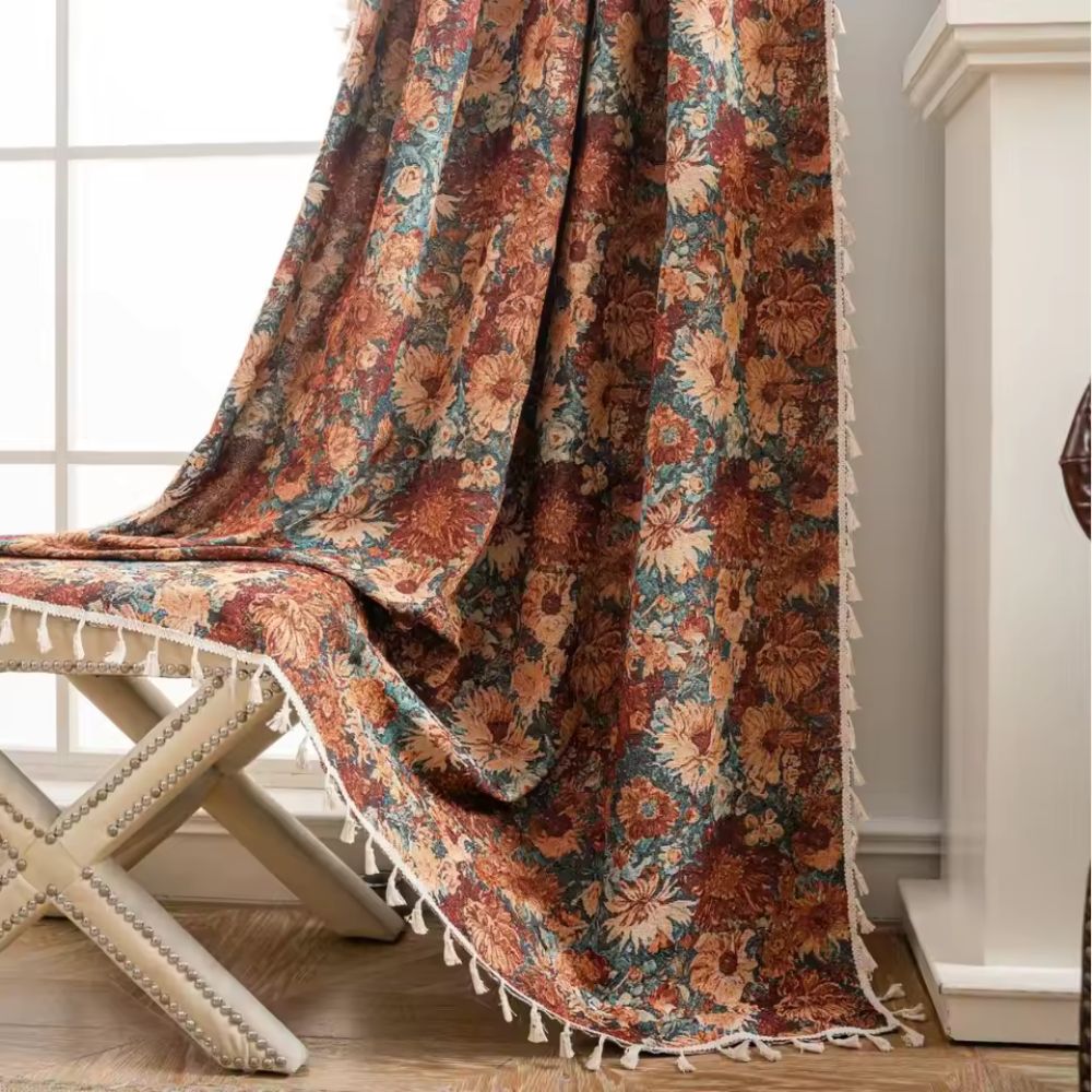 Floral Tapestry Curtain Vintage Style
