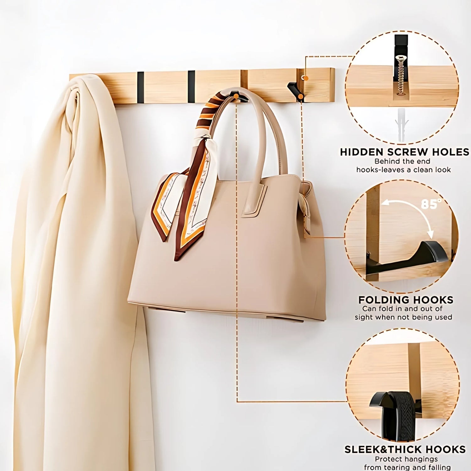 Flip Wooden Wall Hook Rack