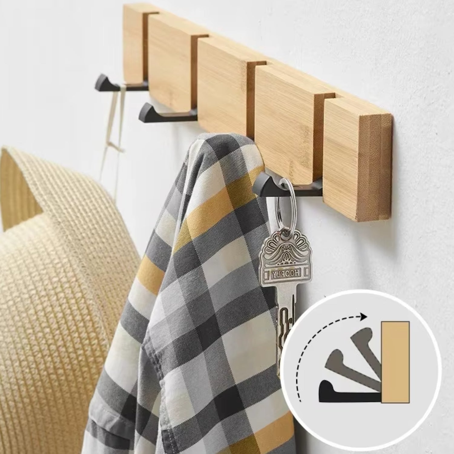 Flip Wooden Wall Hook Rack