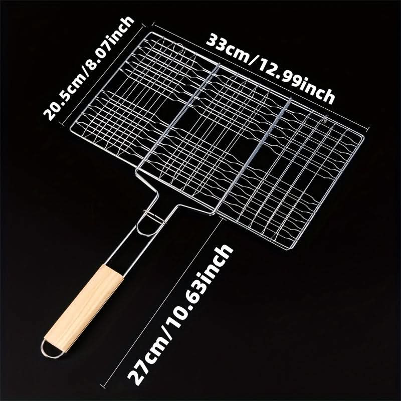 Large Capacity Metal BBQ Grill Basket | Rectangular Grid Design | Secure Flip for Fish, Veggies & Skewers Outdoors
