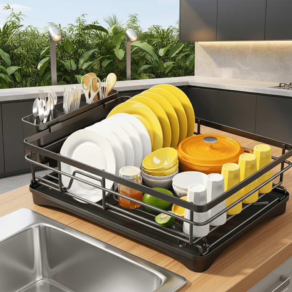 DRAINFLOW – Large Dish Drainer with Drip Tray