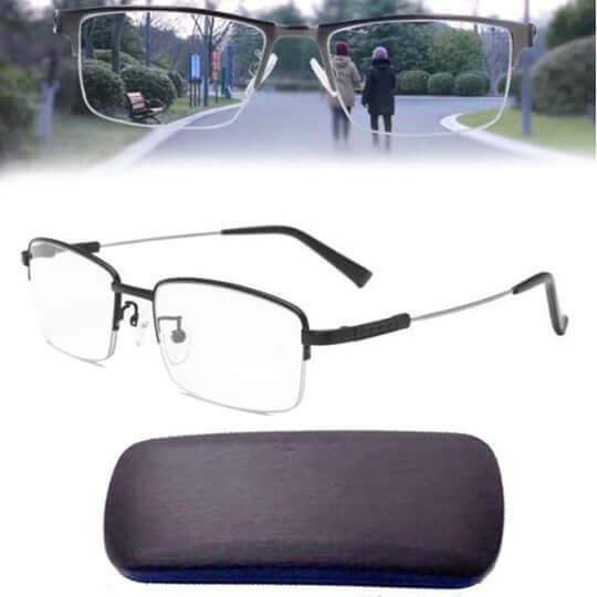 Progressive Multifocal Reading Glasses for Men and Women | Anti Glare Blue Light Lens | Black Metal Frame