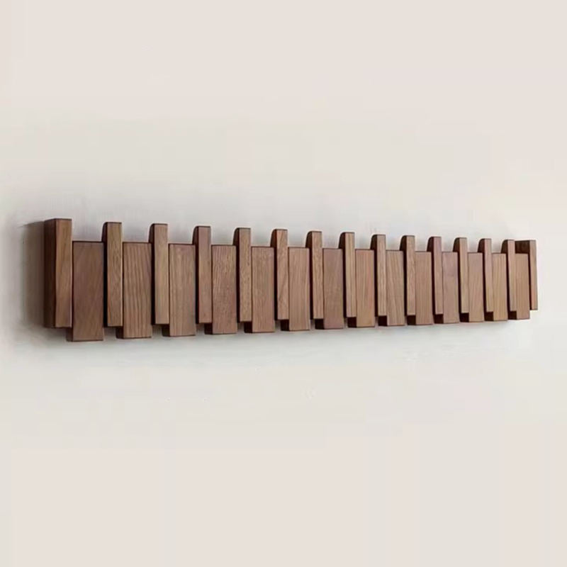 Wooden Coat Racks for Wall with Folding Hooks | Piano Key Design in Walnut or Beech for the Hallway and Entryway