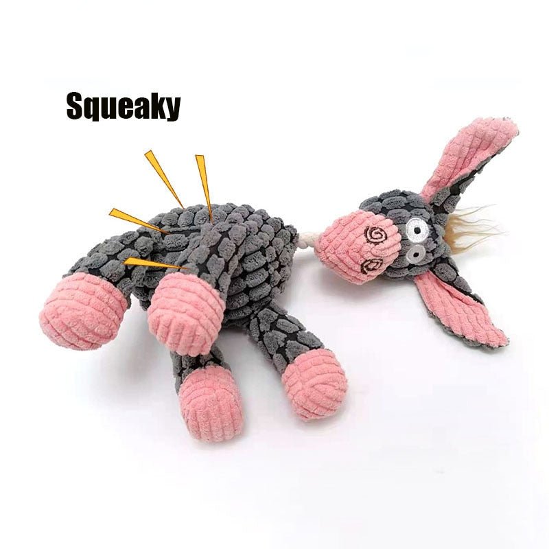 Plush Dog Chew Toys in Animal Shapes for Tug or Fetch | Tough Textured Fabric That Stands Up to Pulling | Six Characters