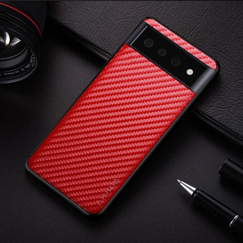 Thin Carbon Look Phone Case for Google Pixel 6 to 8 Pro | Grippy Finish, Open Camera Cutout | Black, Blue, Red or Brown