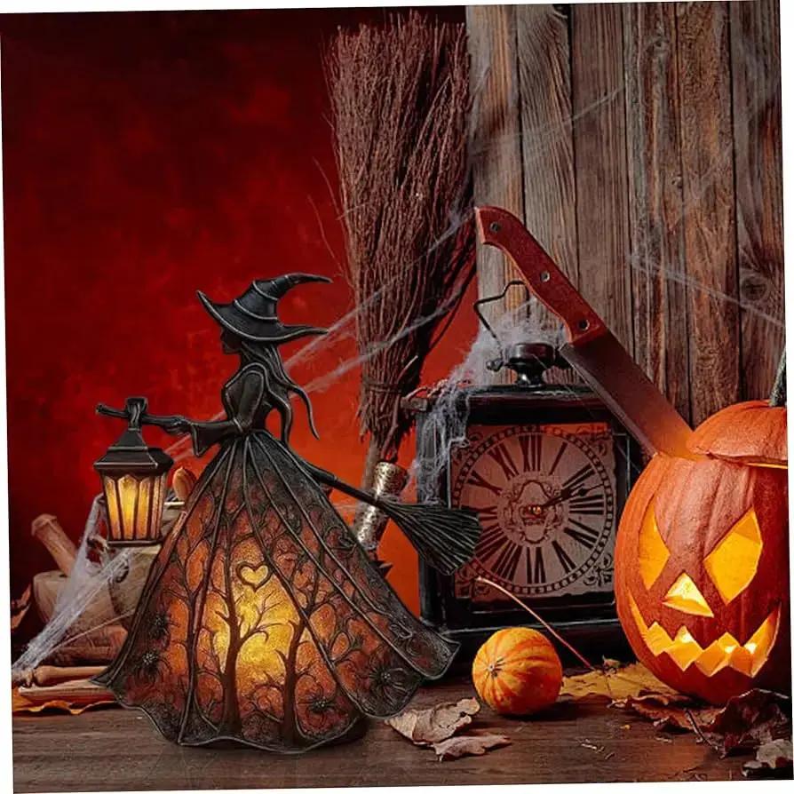 Battery powered Halloween witch lamp for indoor decor