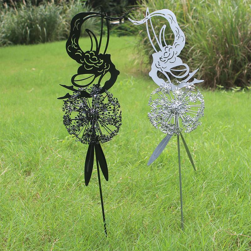 Fairy and Dandelion Garden Statue in Laser Cut Metal | Outdoor Lawn Stake Built to Stay Out All Year | Seven Designs