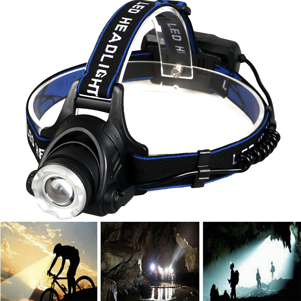 Rechargeable LED Headlamp, Hands Free Flash Light for Camping and Night Work | Adjustable Headband | Single or Multi Packs