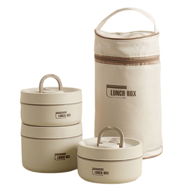 Insulated Stainless Steel Lunch Box | 420-620ml, Blue Brown or White | Double-Walled Leak-Proof Design for Warm Meals