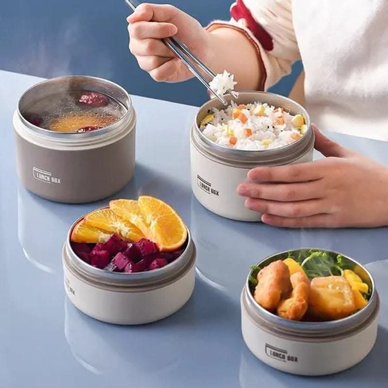 Insulated Stainless Steel Lunch Box | 420-620ml, Blue Brown or White | Double-Walled Leak-Proof Design for Warm Meals