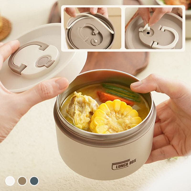 Insulated Stainless Steel Lunch Box | 420-620ml, Blue Brown or White | Double-Walled Leak-Proof Design for Warm Meals