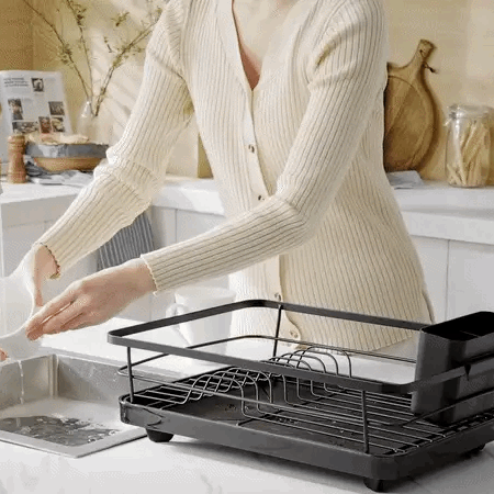 Stainless Steel Dish Rack with Drainboard & Cutlery Holder | Standard or Premium | Rust-Resistant Kitchen Organizer
