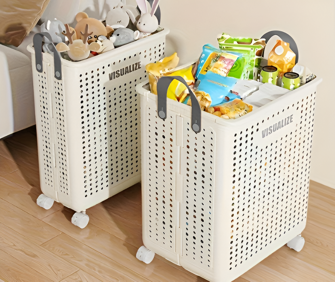 Collapsible Laundry Basket Rolling Hamper