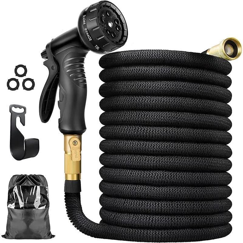 Expandable Garden Hose 50FT or 100FT | 8 Spray Patterns & Brass Fittings | Lightweight Leak-Resistant Watering Hose