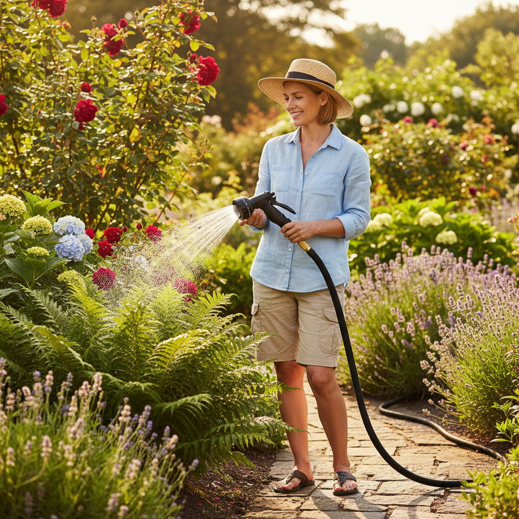Expandable Garden Hose 50FT or 100FT | 8 Spray Patterns & Brass Fittings | Lightweight Leak-Resistant Watering Hose