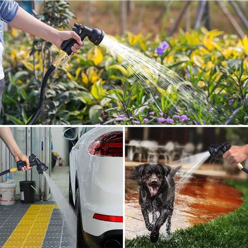 Expandable Garden Hose 50FT or 100FT | 8 Spray Patterns & Brass Fittings | Lightweight Leak-Resistant Watering Hose