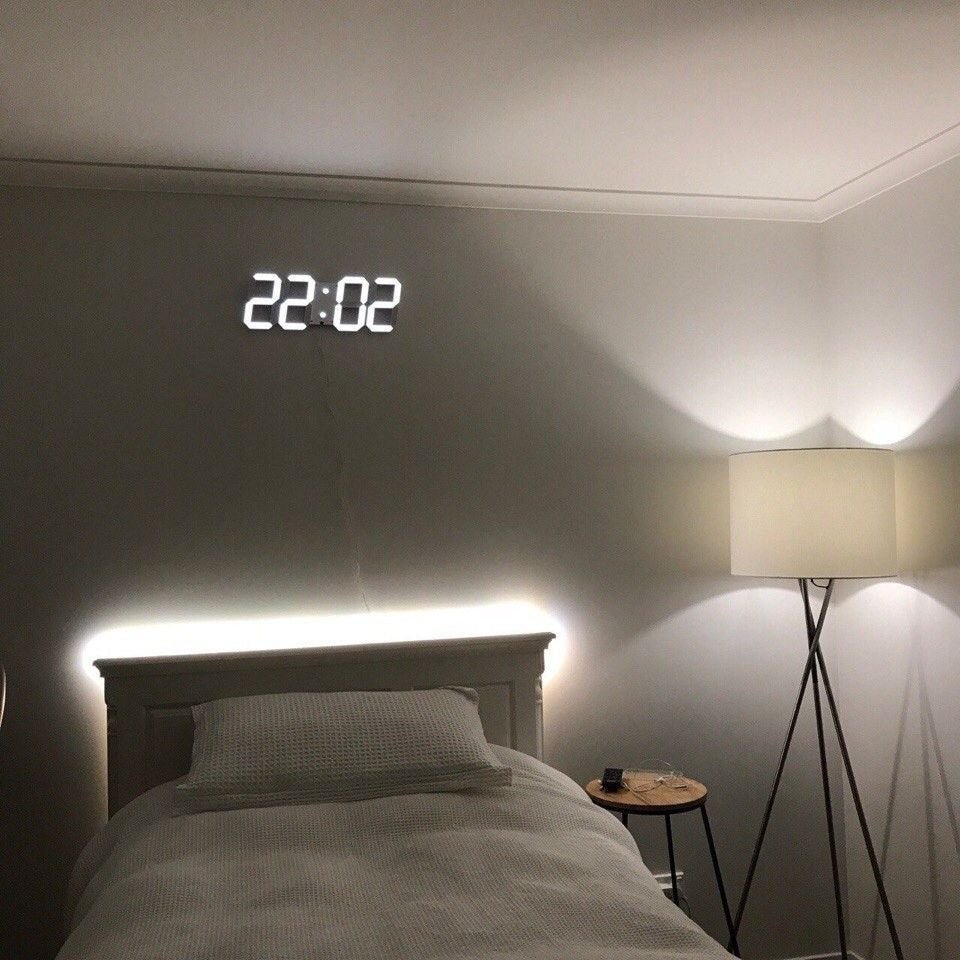 3D LED Digital Clock for the Wall | Dimmable Display Readable from Across the Room | Seven Color Choices