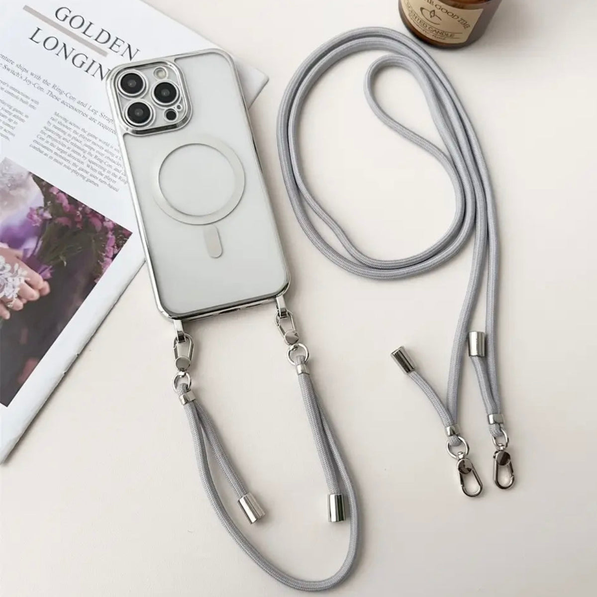 Crossbody MagSafe Phone Case for iPhone 16 15 14 and 13 | Slim Shockproof Cover with Adjustable Neck Strap