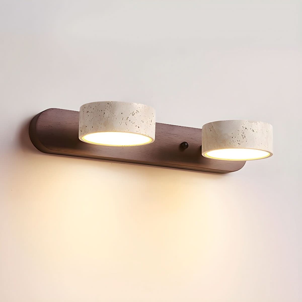 Travertine & Wood LED Wall Light | Walnut or Wood Finish, 3 Sizes | Modern Ambient Sconce for Bedrooms & Hallways