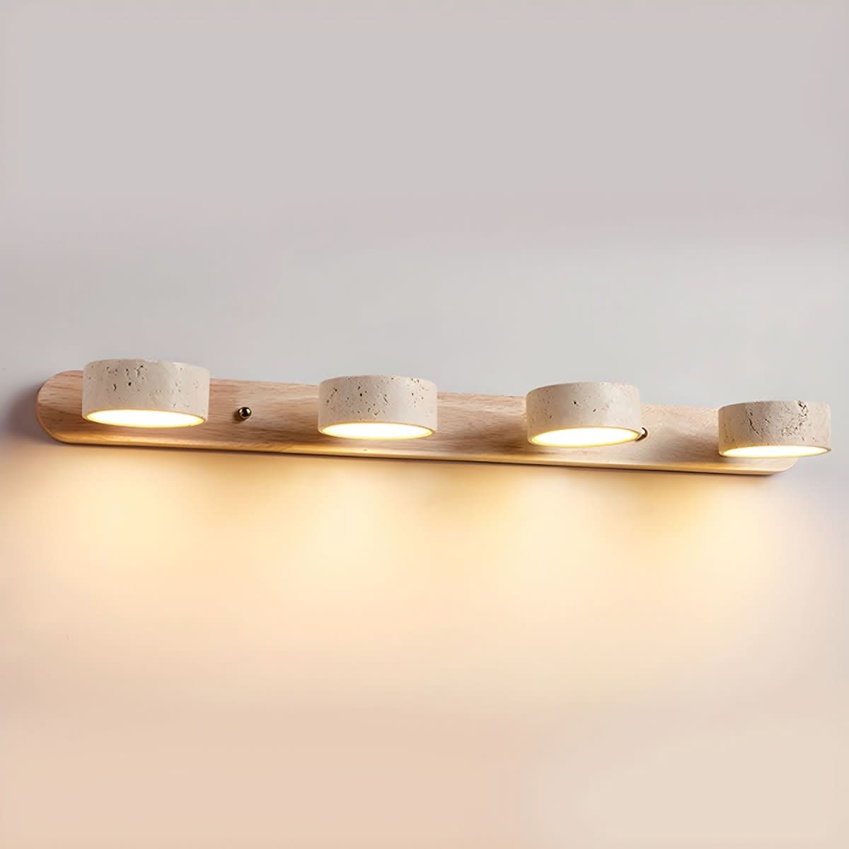 Travertine & Wood LED Wall Light | Walnut or Wood Finish, 3 Sizes | Modern Ambient Sconce for Bedrooms & Hallways