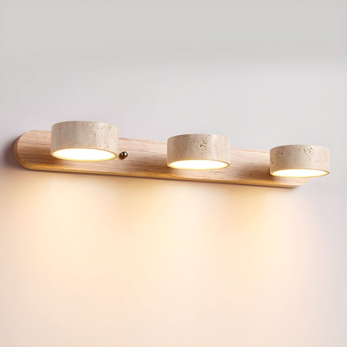 Travertine & Wood LED Wall Light | Walnut or Wood Finish, 3 Sizes | Modern Ambient Sconce for Bedrooms & Hallways