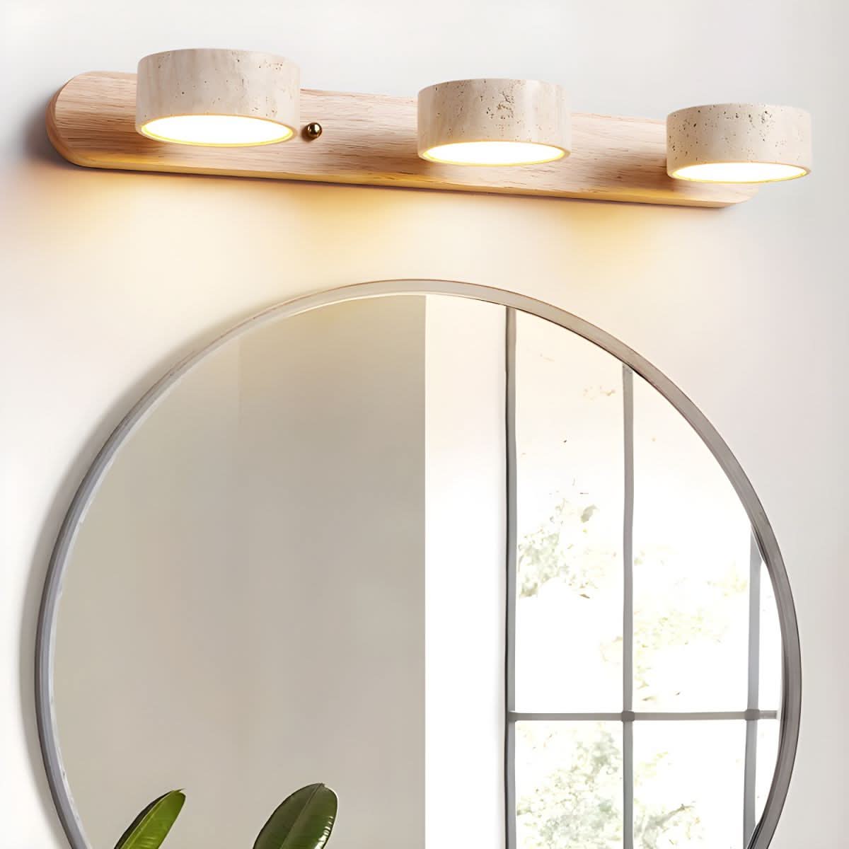 Travertine & Wood LED Wall Light | Walnut or Wood Finish, 3 Sizes | Modern Ambient Sconce for Bedrooms & Hallways