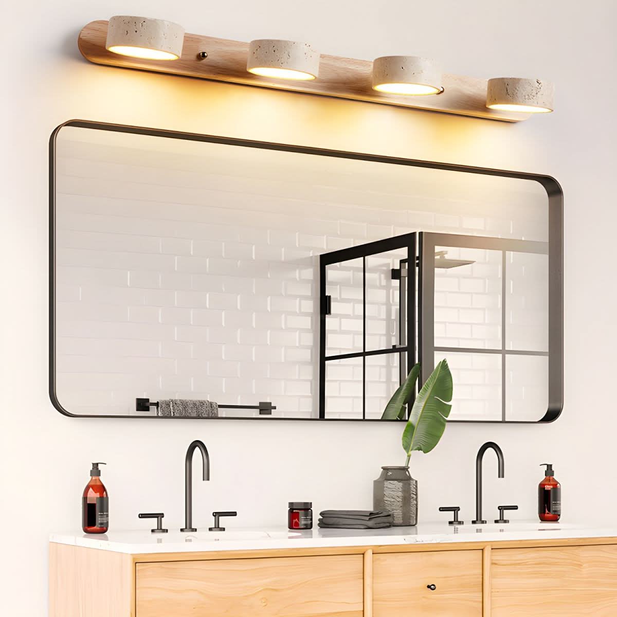 Travertine & Wood LED Wall Light | Walnut or Wood Finish, 3 Sizes | Modern Ambient Sconce for Bedrooms & Hallways