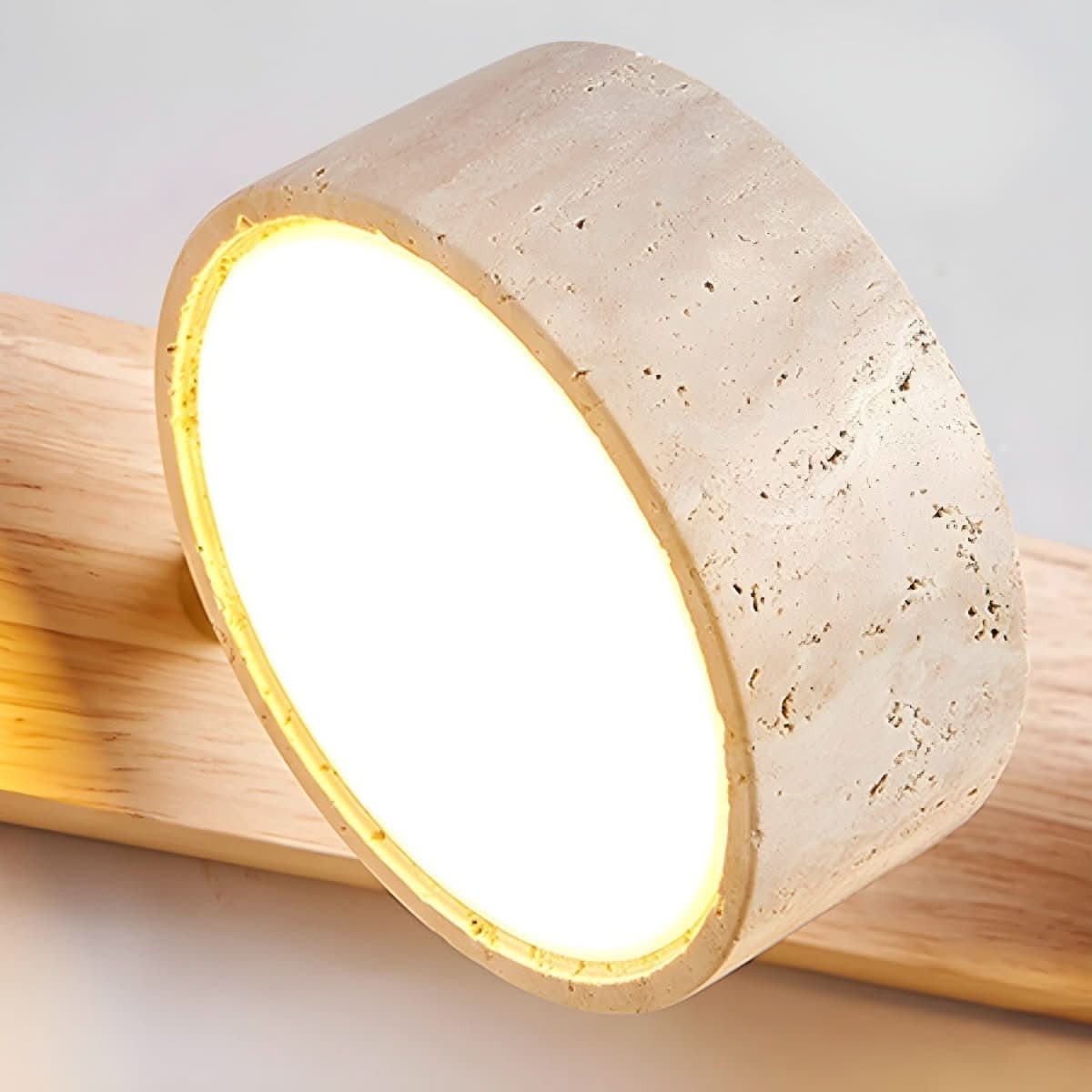 Travertine & Wood LED Wall Light | Walnut or Wood Finish, 3 Sizes | Modern Ambient Sconce for Bedrooms & Hallways