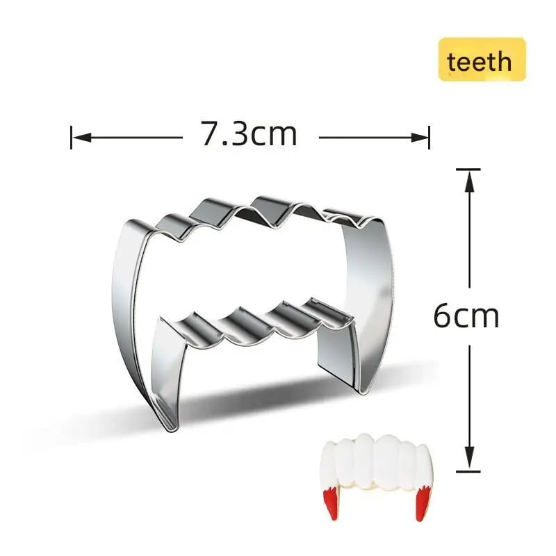 Coffin shaped cookie cutter pressing Halloween cookie dough