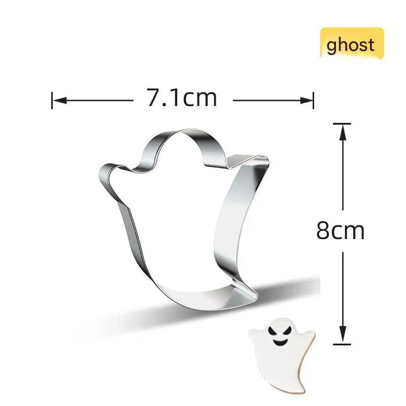 Ghost cookie cutter shaping a pancake for a Halloween breakfast