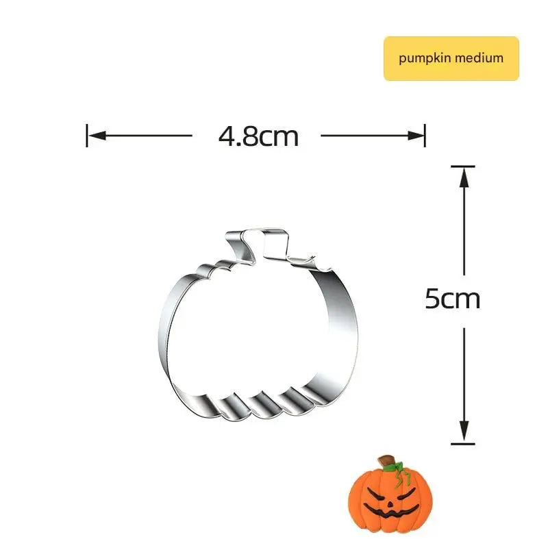 Full set of seven Halloween cookie cutters laid out together