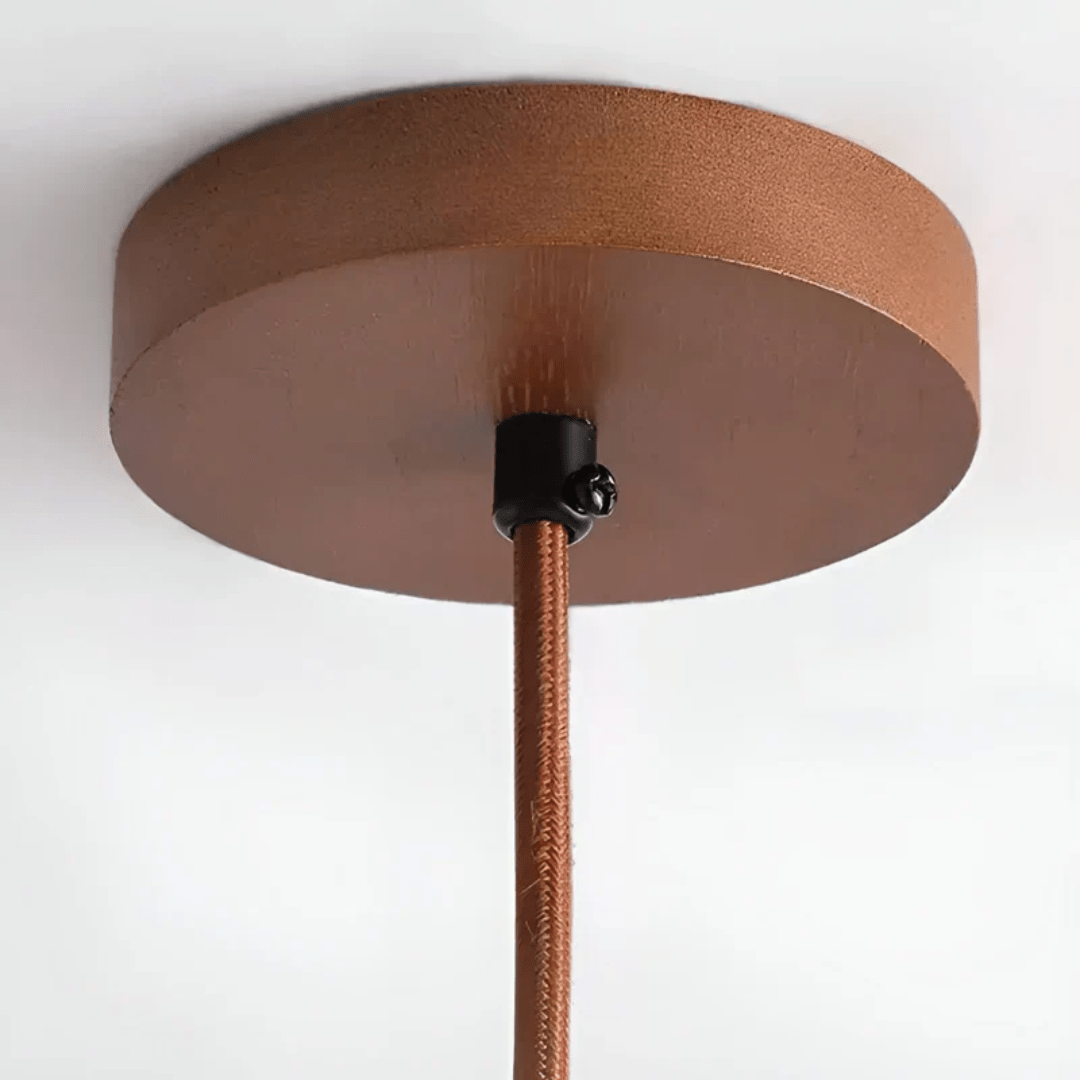 TRANQUILHALO - Retro LED ceiling light made of wood and stone for a calm atmosphere product image