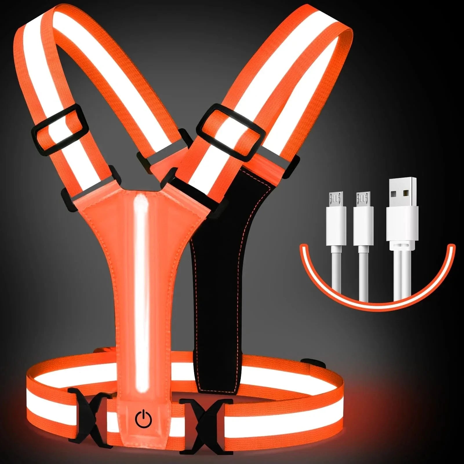 Rechargeable LED Running Vest Reflective Visibility