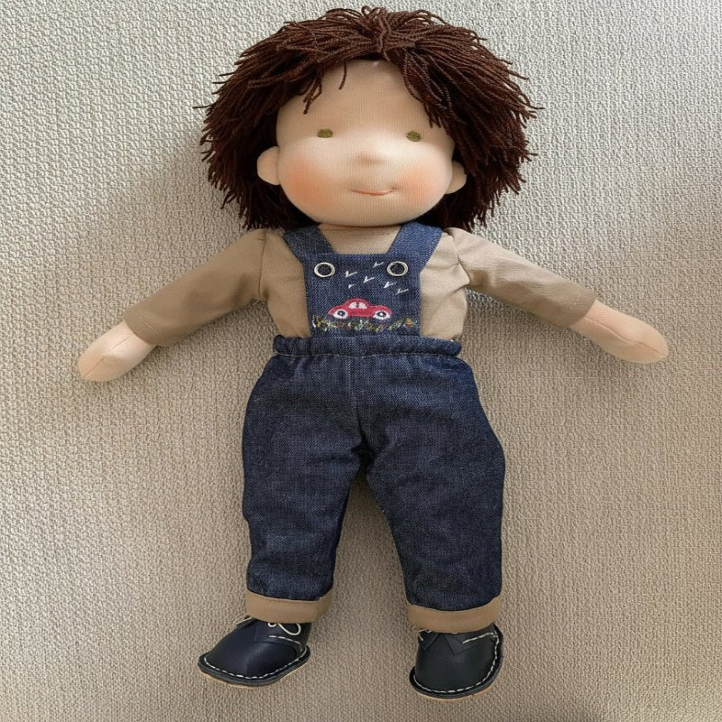 MELLOMINA – Handmade Waldorf doll made of pure cotton with 11.8 in tall, soft body for children
