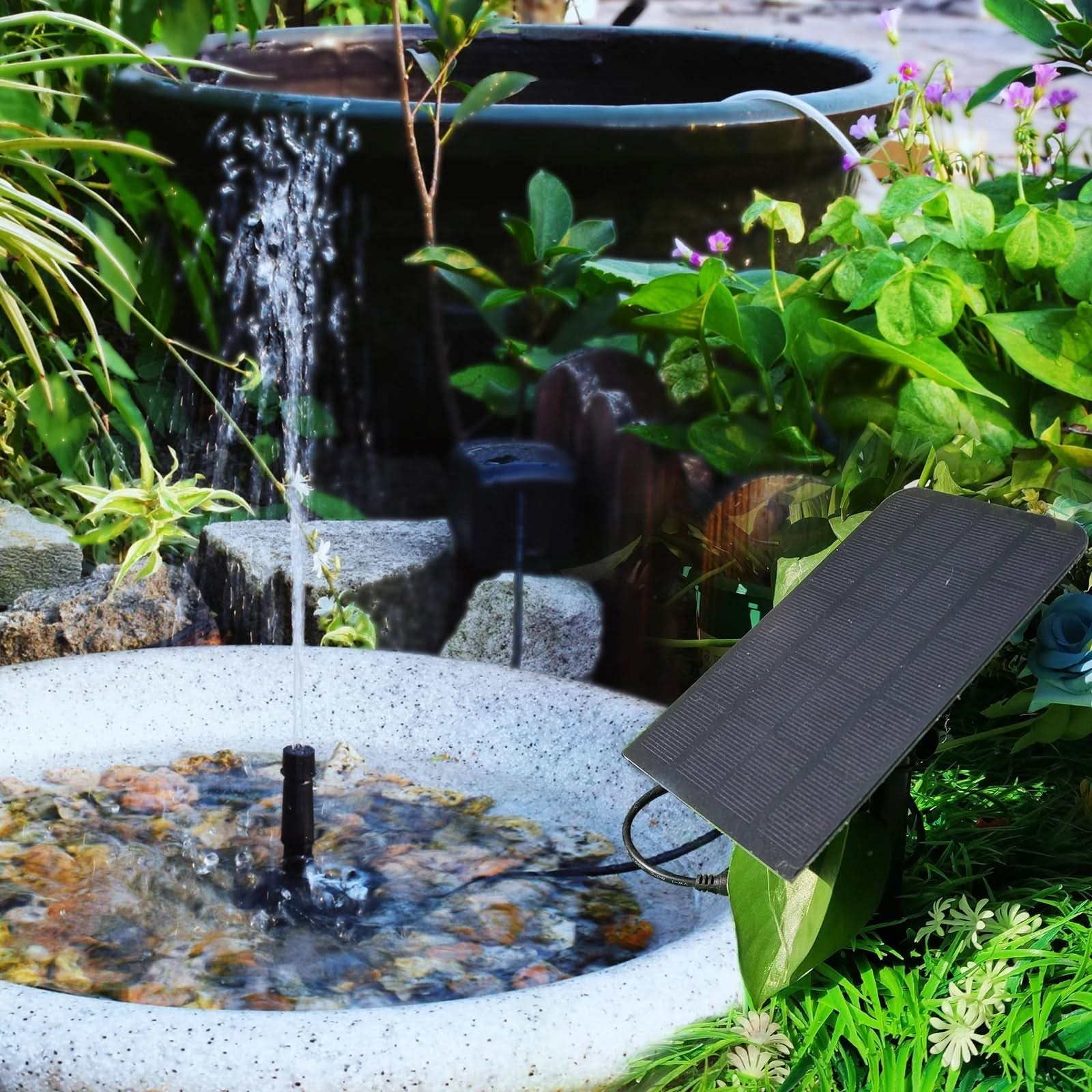 6-in-1 Solar Water Fountain With 4 Spray Nozzles | Floating Design | Auto-Start Solar Power for Ponds & Bird Baths