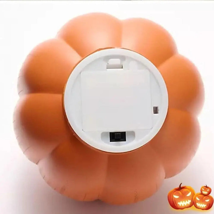 Pumpkin lantern used as a warm accent light in a living room