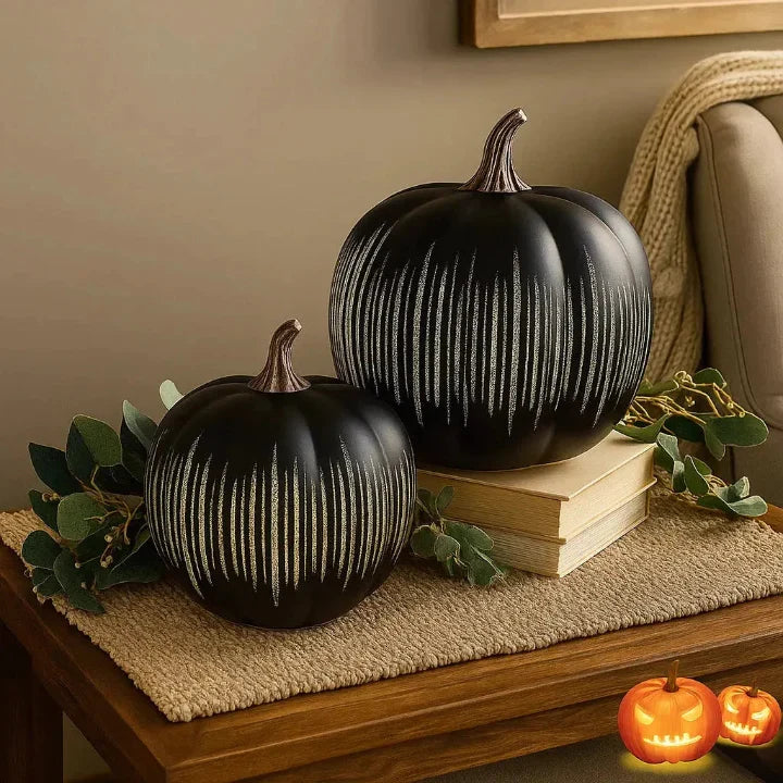 Black LED pumpkin lantern with sparkling light