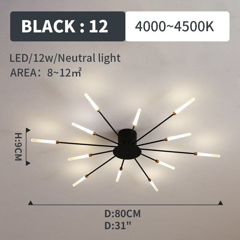 Fireworks Ceiling Light LED Black Gold