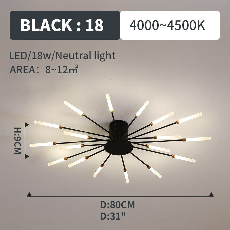 Fireworks Ceiling Light LED Black Gold