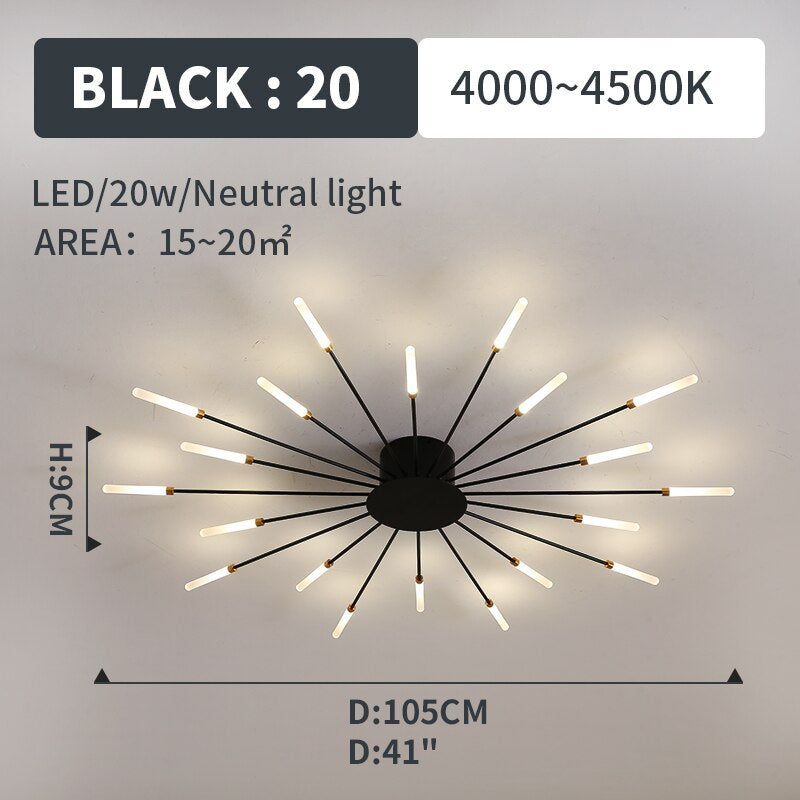 Fireworks Ceiling Light LED Black Gold