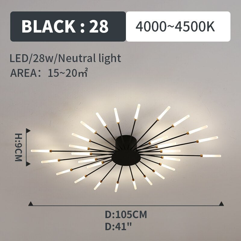 Fireworks Ceiling Light LED Black Gold