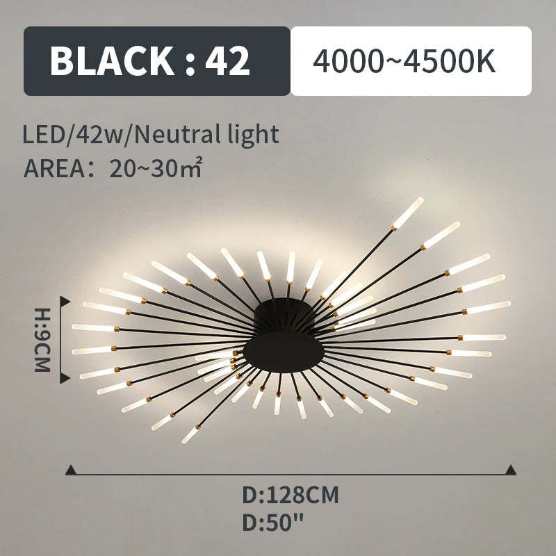 Fireworks Ceiling Light LED Black Gold